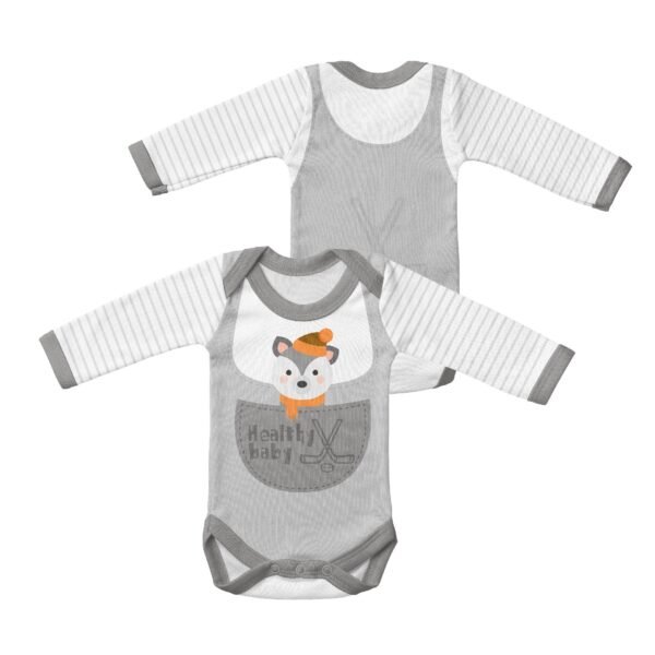 Long Sleeved Baby Onesie-Brown Healthy Baby - Image 4