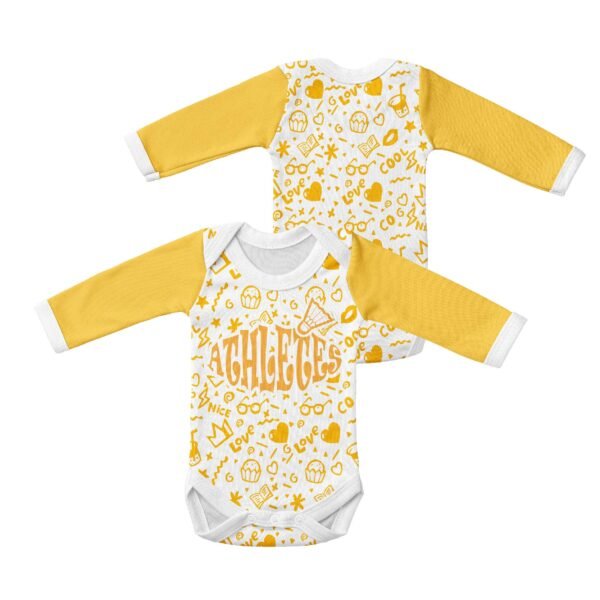 Long Sleeved Baby Onesie-Badminton player green version - Image 4