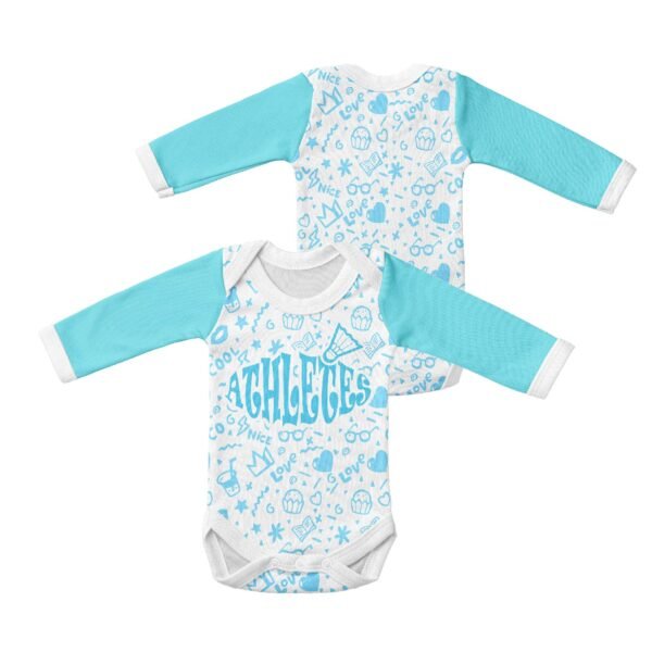 Long Sleeved Baby Onesie-Badminton player green version - Image 3