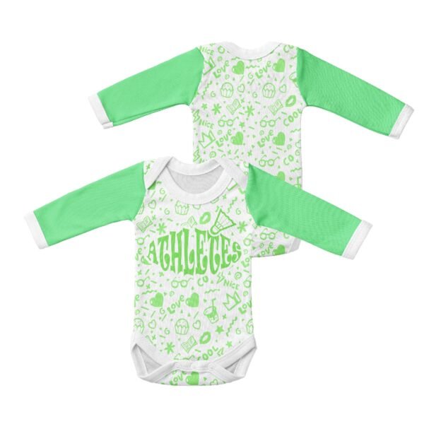 Long Sleeved Baby Onesie-Badminton player green version