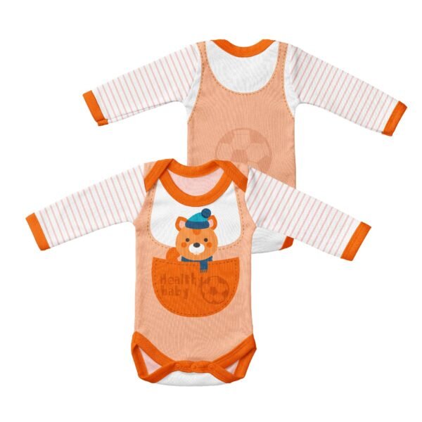 Long Sleeved Baby Onesie-Brown Healthy Baby - Image 3