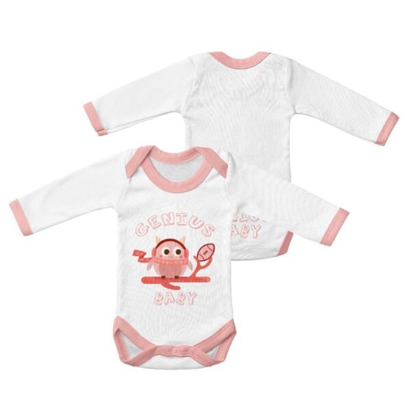 Long Sleeved Baby Onesie-Blue Genius Baby - Image 2