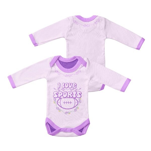 Long Sleeved Baby Onesie-Love sports blue style - Image 3