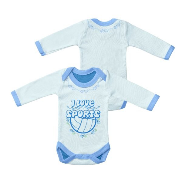 Long Sleeved Baby Onesie-Love sports blue style