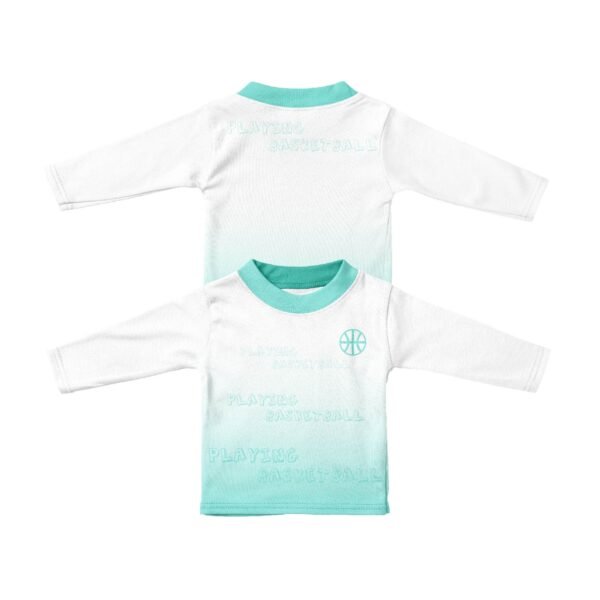 Long Sleeves Round Neck Shirt-Blue gradient playing basketball