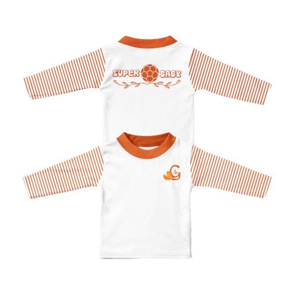 Long Sleeves Round Neck Shirt-Orange Line Football Baby