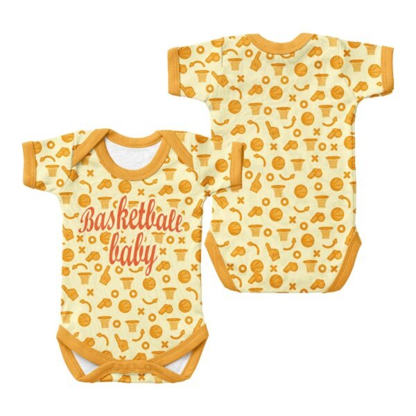 Short Sleeved Baby Onesie-Pink cartoon basketball baby - Image 4