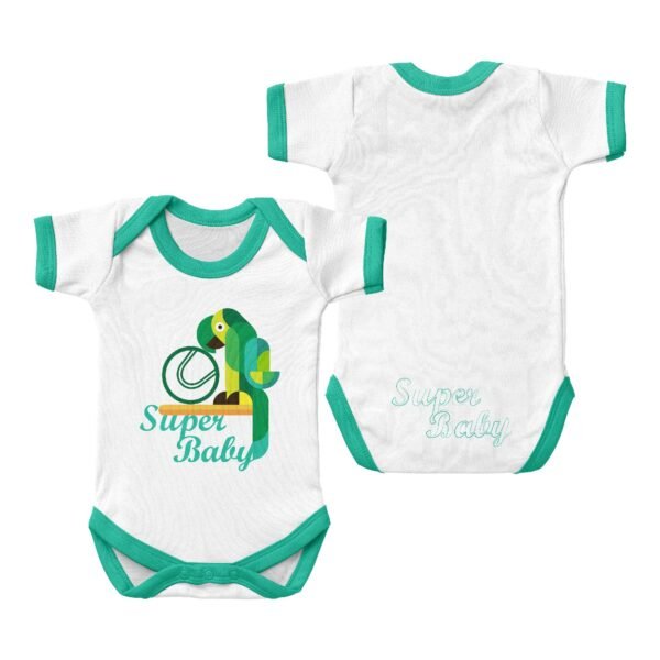 Short Sleeved Baby Onesie-Green Super Baby