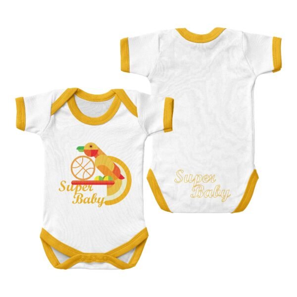 Short Sleeved Baby Onesie-Green Super Baby - Image 3
