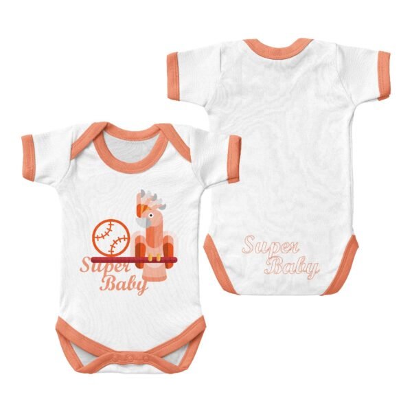 Short Sleeved Baby Onesie-Green Super Baby - Image 2