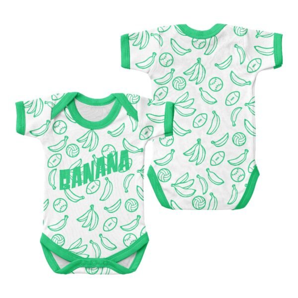 Short Sleeved Baby Onesie-Yellow Banana Baby - Image 4