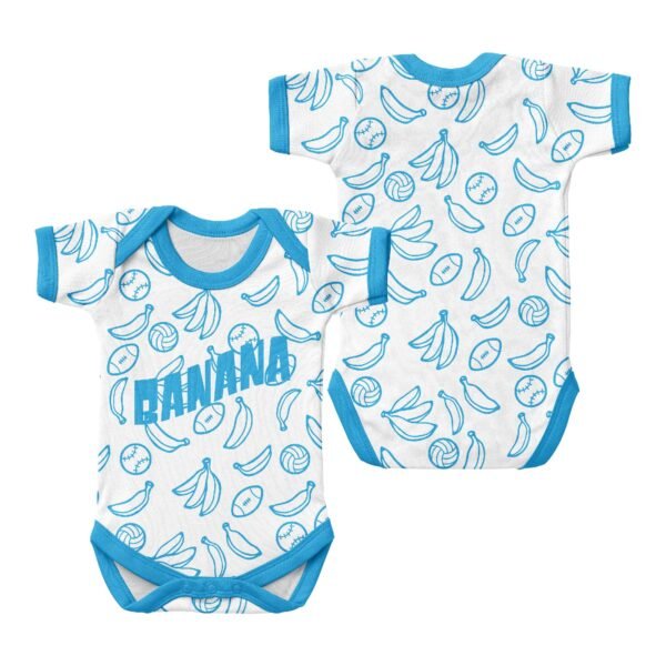 Short Sleeved Baby Onesie-Yellow Banana Baby - Image 2