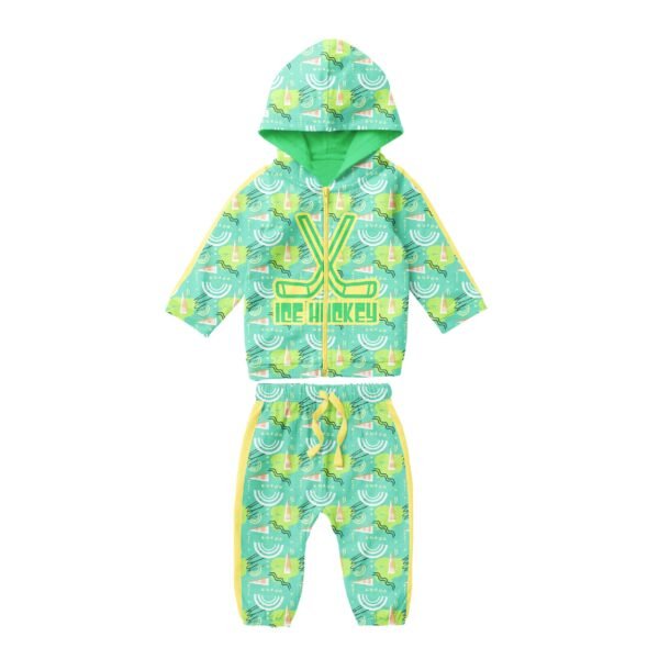 Tracksuit-Green patchwork printed jacket - Image 3